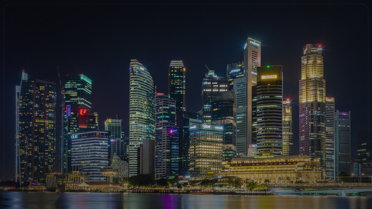 Downtown Core Singapore themed Pine Script service cover with dark market grading