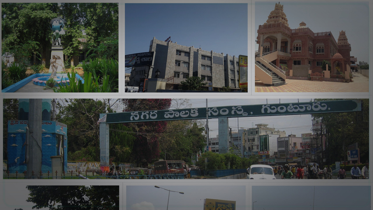 Guntur India skyline themed Pine Script service cover with dark market grading