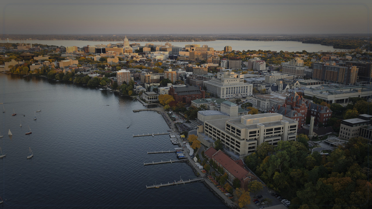 Madison skyline themed Pine Script service cover with dark market grading