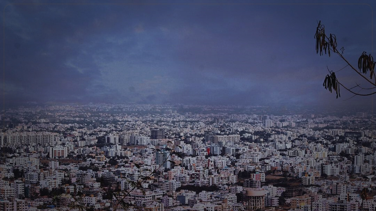 Nashik India skyline themed Pine Script service cover with dark market grading