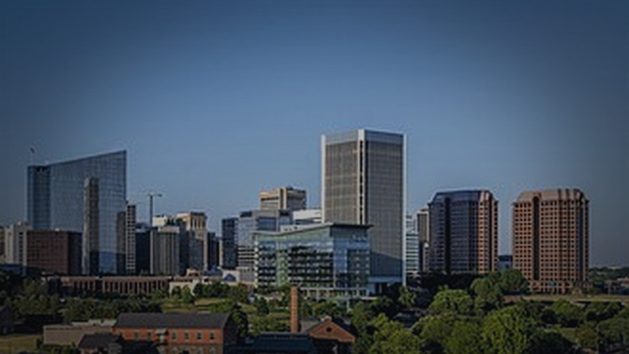 Richmond skyline themed Pine Script service cover with dark market grading
